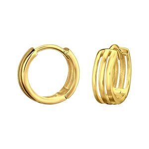 14K Gold Vermeil Triple Line Huggie Hoops